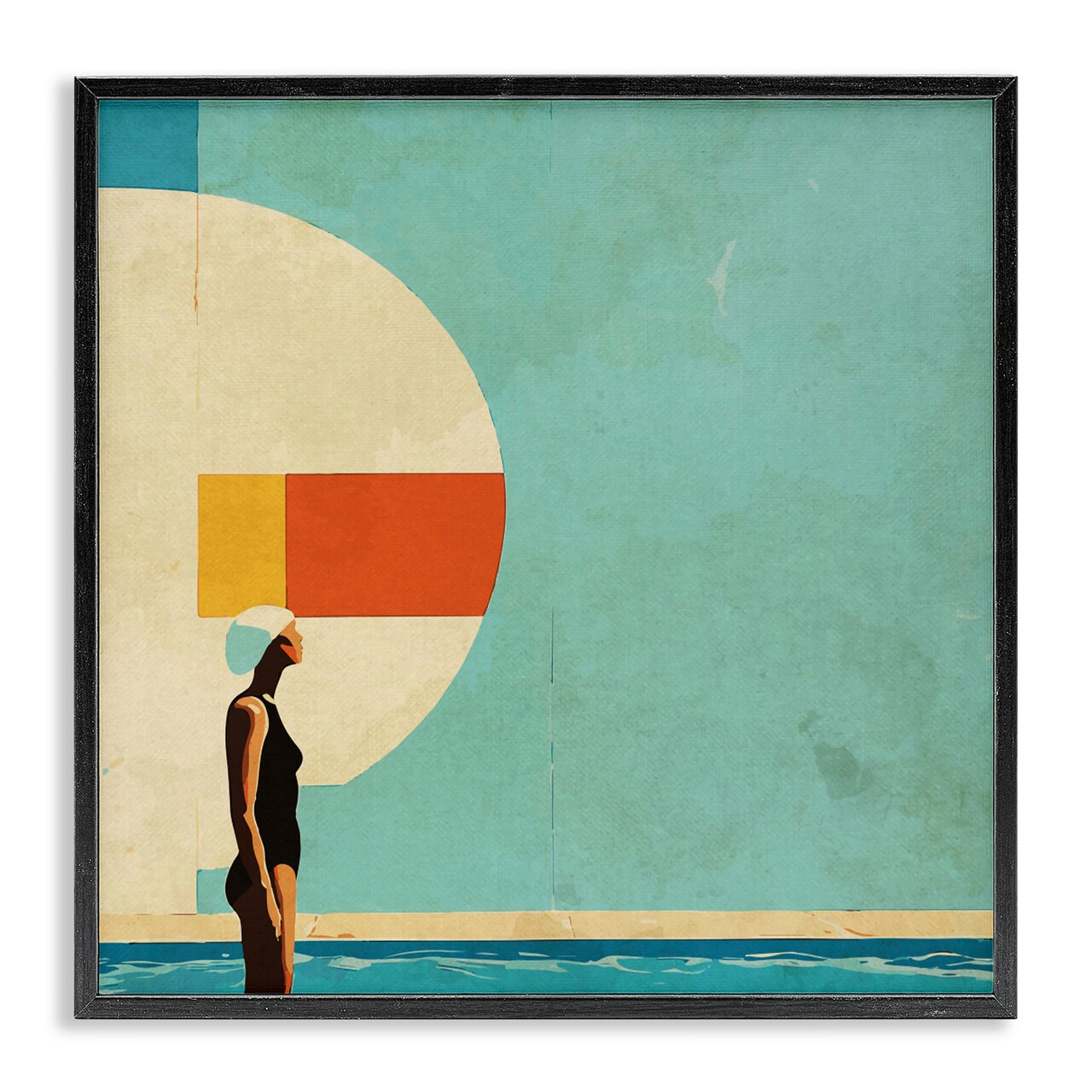 Stupell Industries Midcentury Pool Geometric Framed Giclee, design by Layla Oz